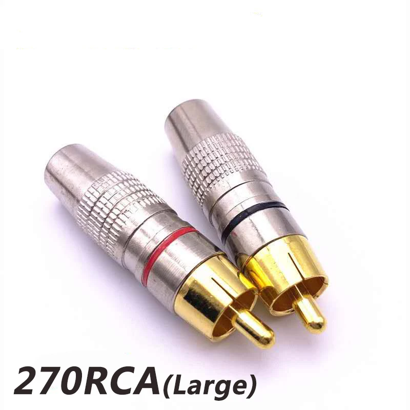 

DALCAN 1pcs/lot Gold-plated Welded RCA Lotus Plug Coaxial Axis Audio Cable AV Cable Plug Speaker Audio Cable 270RCA large