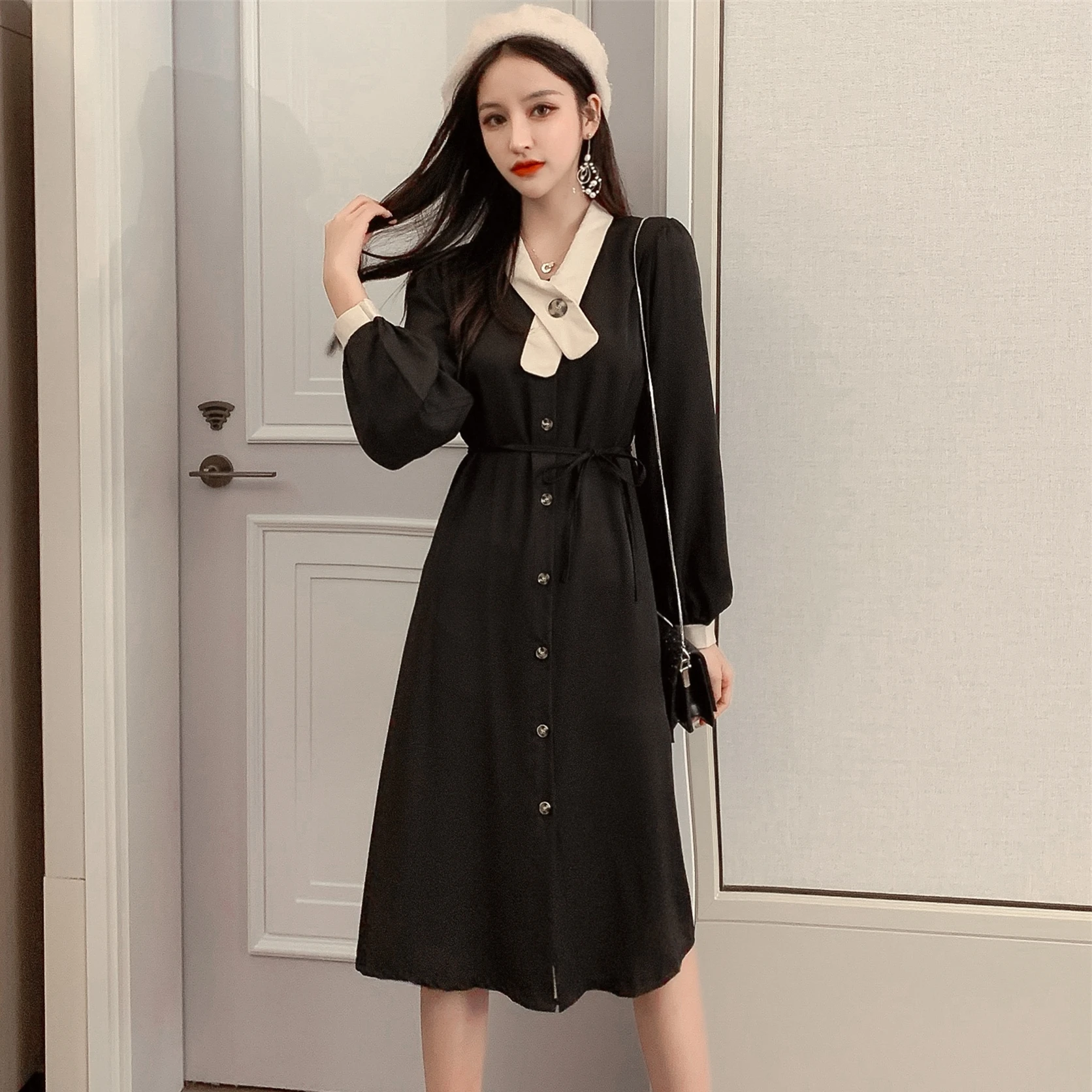 GLAUKE 2020 новая Корейская версия подходящего французского платья средней длины