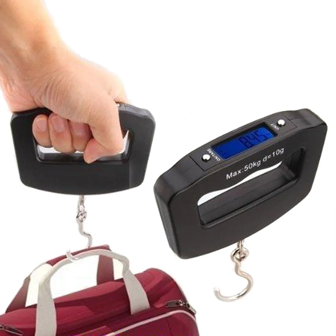 

Portable Mini Digital Hand Held 50Kg 10g Fish Hook Hanging Scale Electronic Weighting Luggage Scale LED Display Balance
