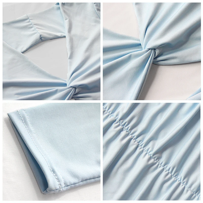 Платье NORMOV женское с рюшами пикантное облегающее мини-платье длинным рукавом