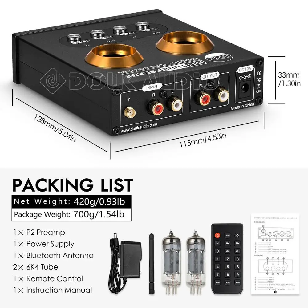 Douk Audio P2 HiFi вакуумный трубчатый предусилитель Bluetooth 5 0 приемник стерео усилитель