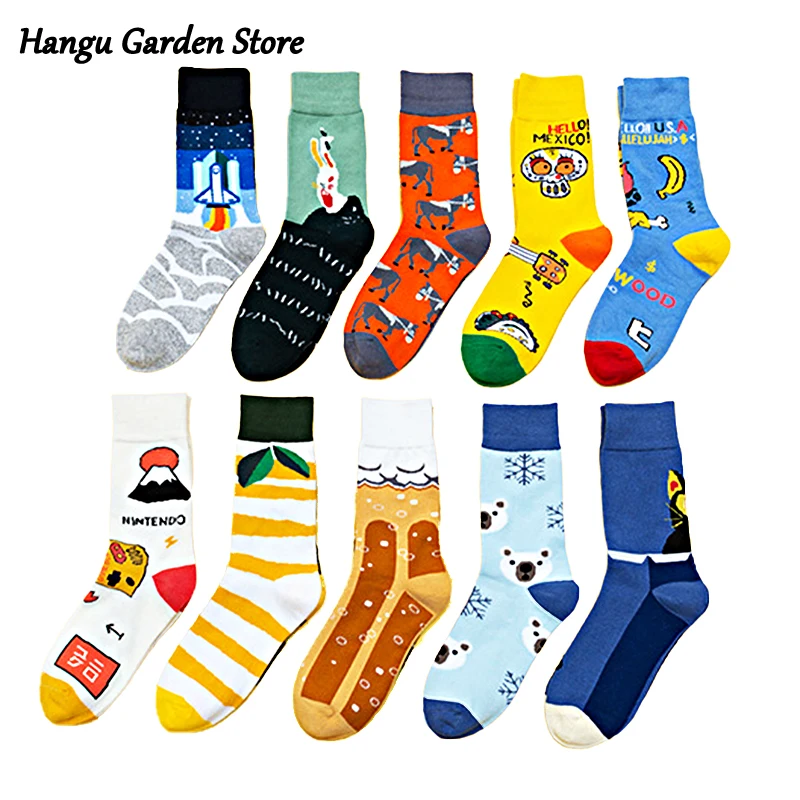 

Women Long Sock Cartoon Polar Bear Beer Pattern Creative Fashion Personalized Novelty Women Socks Warm Comfortable Cotton Socks