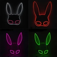 glowing sexy bunny el wire mask cosplay costume accessories luminous rabbit led mask for nightclub dance party