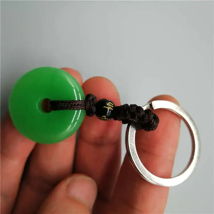 Красивый оптовый китайский натуральный ручной резной Harmony Lucky Green нефрит брелок +