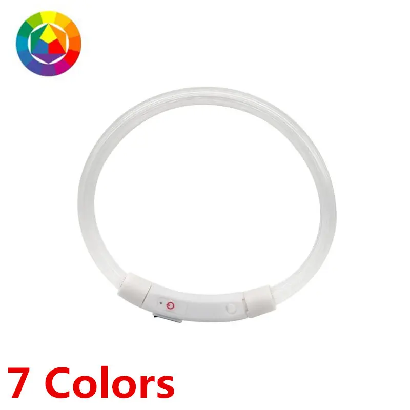 Colorful B USB Перезаряжаемый светильник, ошейник для собак, светодиодный светильник для собак, светящийся ошейник для домашних животных с ночной зарядкой, ошейник для маленьких и средних больших собак - Цвет: Colorful B