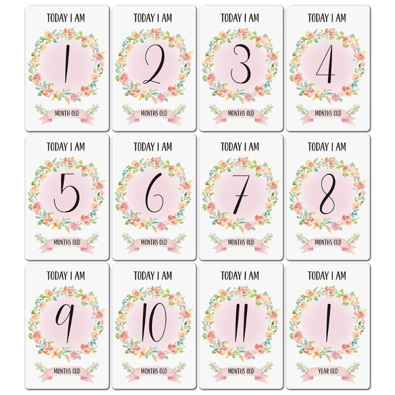 

12 Pcs Month Sticker Baby Photography Milestone Memorial Monthly Newborn Kids Commemorative Card Number Photo Props H055