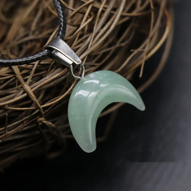 

5 pc/bag Natural Crystal Stone Pendant Necklace 14*20mm Horns And Crescent Shape DIY Handmade Jewelry Accessories