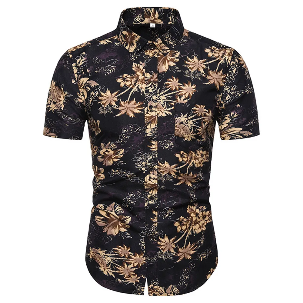 

Harajuku Flower Shirt Men Fitness Party Beach Shirts Hawaiian Flower Blusa 2020 Casual Streetwear Male Novelty Floral Tops