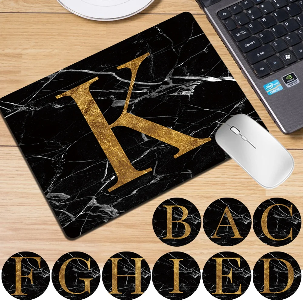 Anti-slip Mouse Mat PU Leather Mouse Pad Waterproof Laptop Computer Table Mat Home Office Marble Letter Series Gaming Mousepad