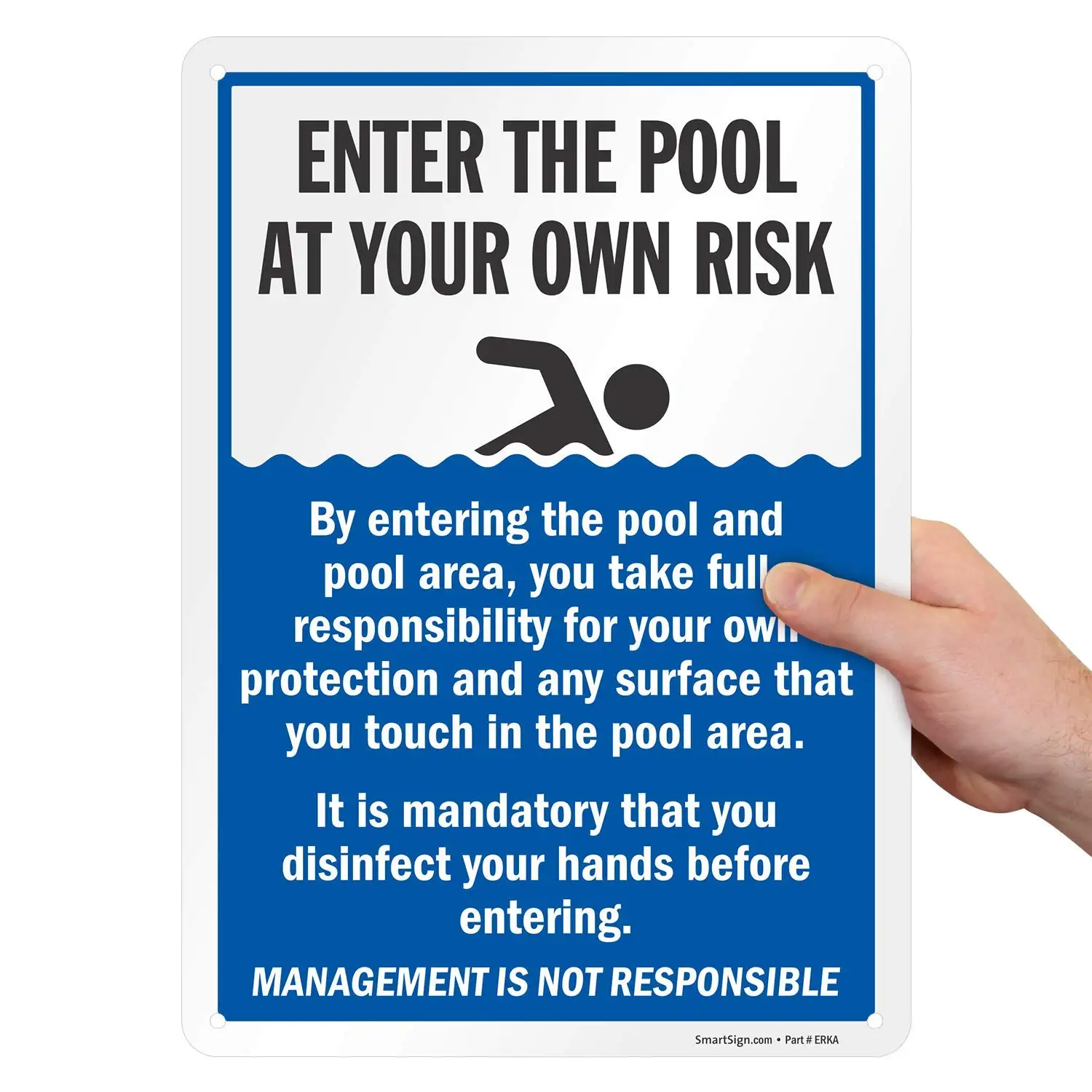 

SmartSign Войдите в бассейн на свой собственный знак правил бассейна рисков | Алюминий 8x12 дюймов