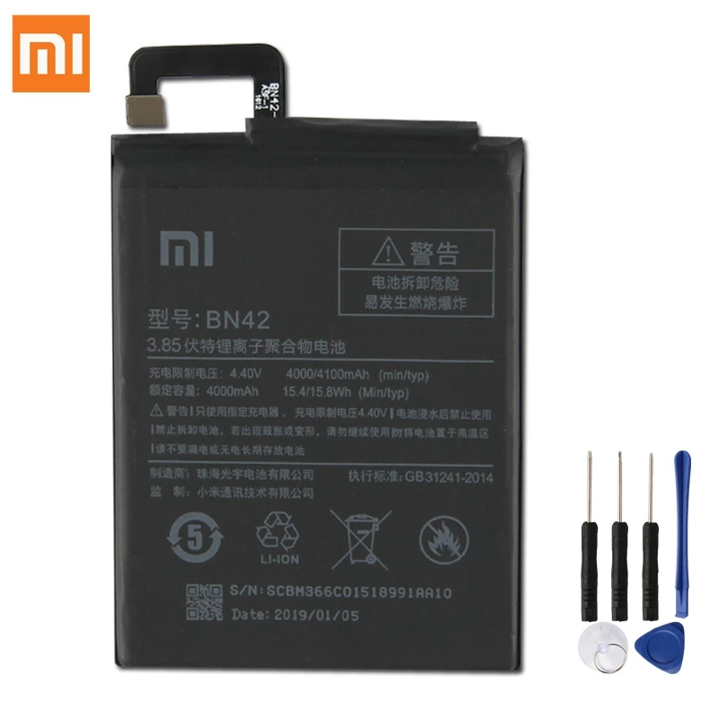 Сменный аккумулятор BN42 для Xiaomi Redmi 4 Hongmi4 Redrice 4 стандартная версия настоящий Аккумулятор для телефона 4000 мАч