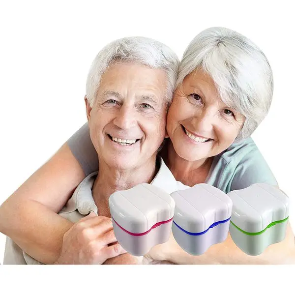 Denture Box with Specially Designed Holder for Rinse Basket, Great for Dental Care, Easy to Open, Store and Retrieve