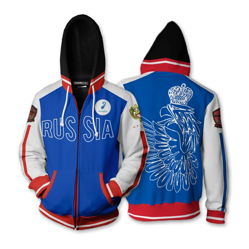 Аниме Юри! Женская/Мужская толстовка на молнии с капюшоном и 3D принтом|Костюмы