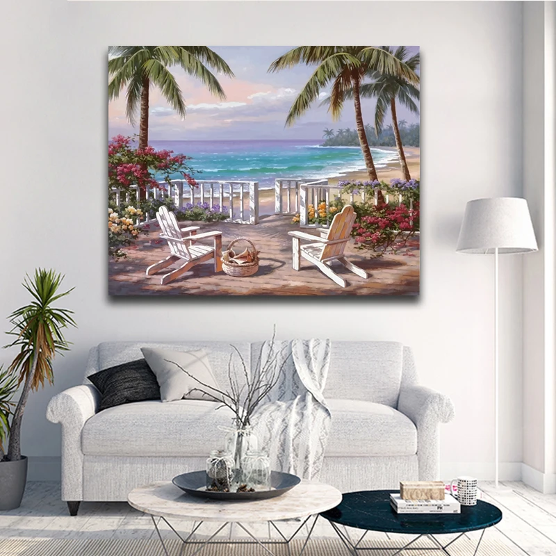 Морской пейзаж DIY картина маслом по номерам комплекты акриловая краска на холсте