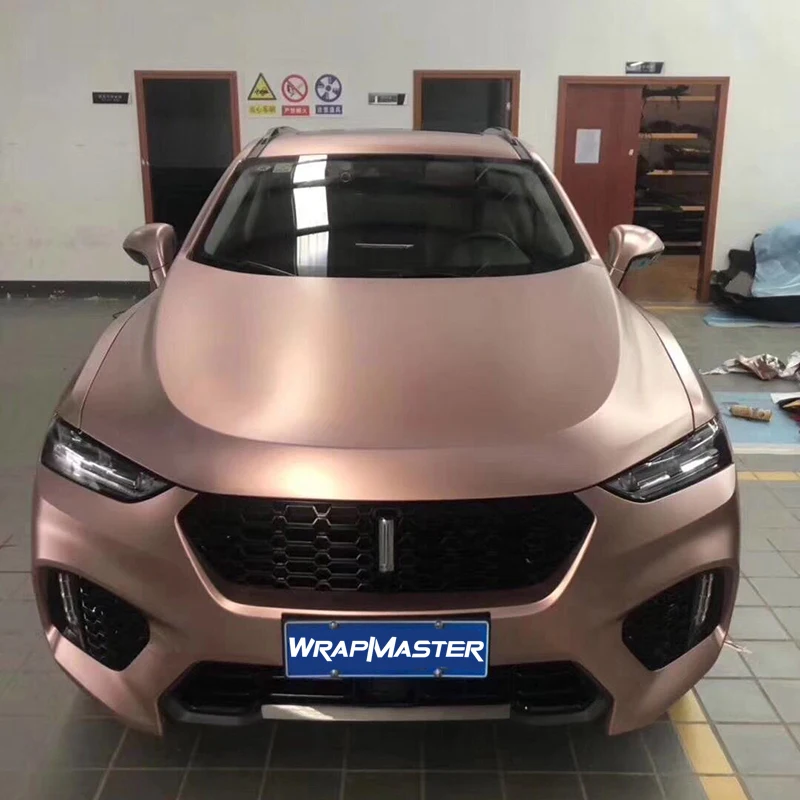 

5X59FTRemovable Glue Rose Gold Car Stickers Metallic Vinyl Wrap Pearl Metal Rose Gold Anti Scratch Film For Cars