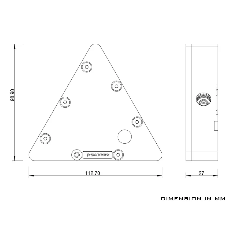

Barrow Computer Split Water Cooling Reservoir ,Triangle Special Shape ARGB Transparent Water Tank,G1/4"X5 ,30ML Capacity,YKZR-02