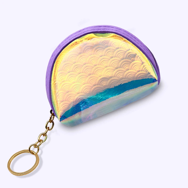 Purple Wave Прозрачная Лазерная оболочка маленькая сумка голографическая женская ПВХ кошельки для монет модная прозрачная сумочка для девочек держатель для карт для детских кошельков - Цвет: Purple Wave