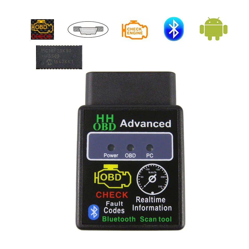 ELM327 V1.5 Bluetooth Автомобильный OBD2 сканер считыватель кодов Elm 327 в 1 5 OBDII OBD 2