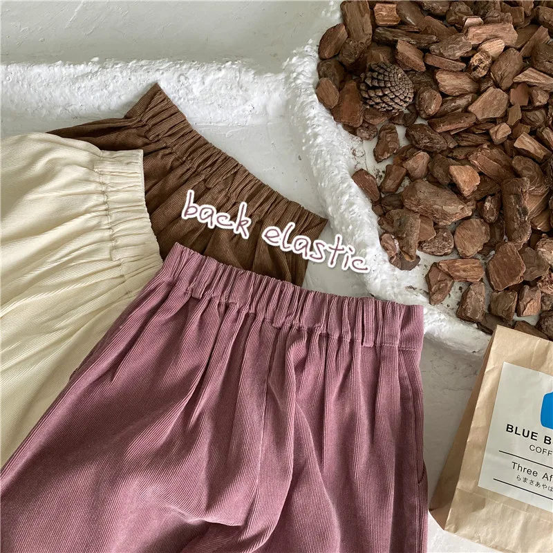 

Luck A Pants Women Harajuku Corduroy Chic Fall Spring Trendy High Waist Ladies Streetwear All-match Ins Popular Daily Trousers