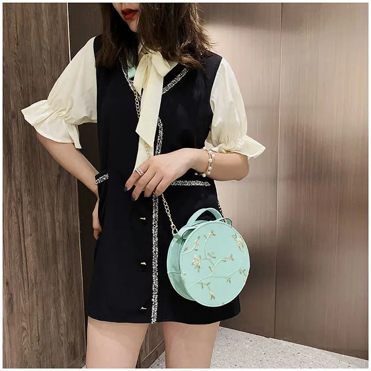 

Women Shoulder Bags Brand Designer Handbags Flower Fashion Lace Fresh Handbag Crossbody Bag Solid Color Small Round Bag Clutch