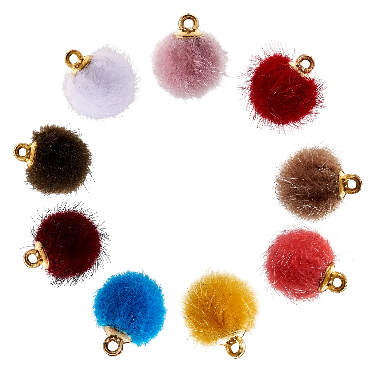 

50Pcs Mixed Colors Plush Fur Covered Pompom Ball Pendants Charms For Bracelet Earring Pendant Necklace DIY Jewelry Making