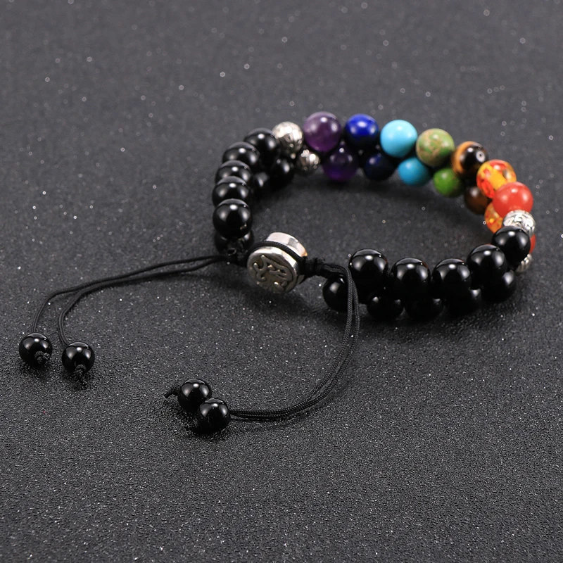 8 мм женский и мужской браслет из натурального камня 7 чакр целебный баланс 2 слоя