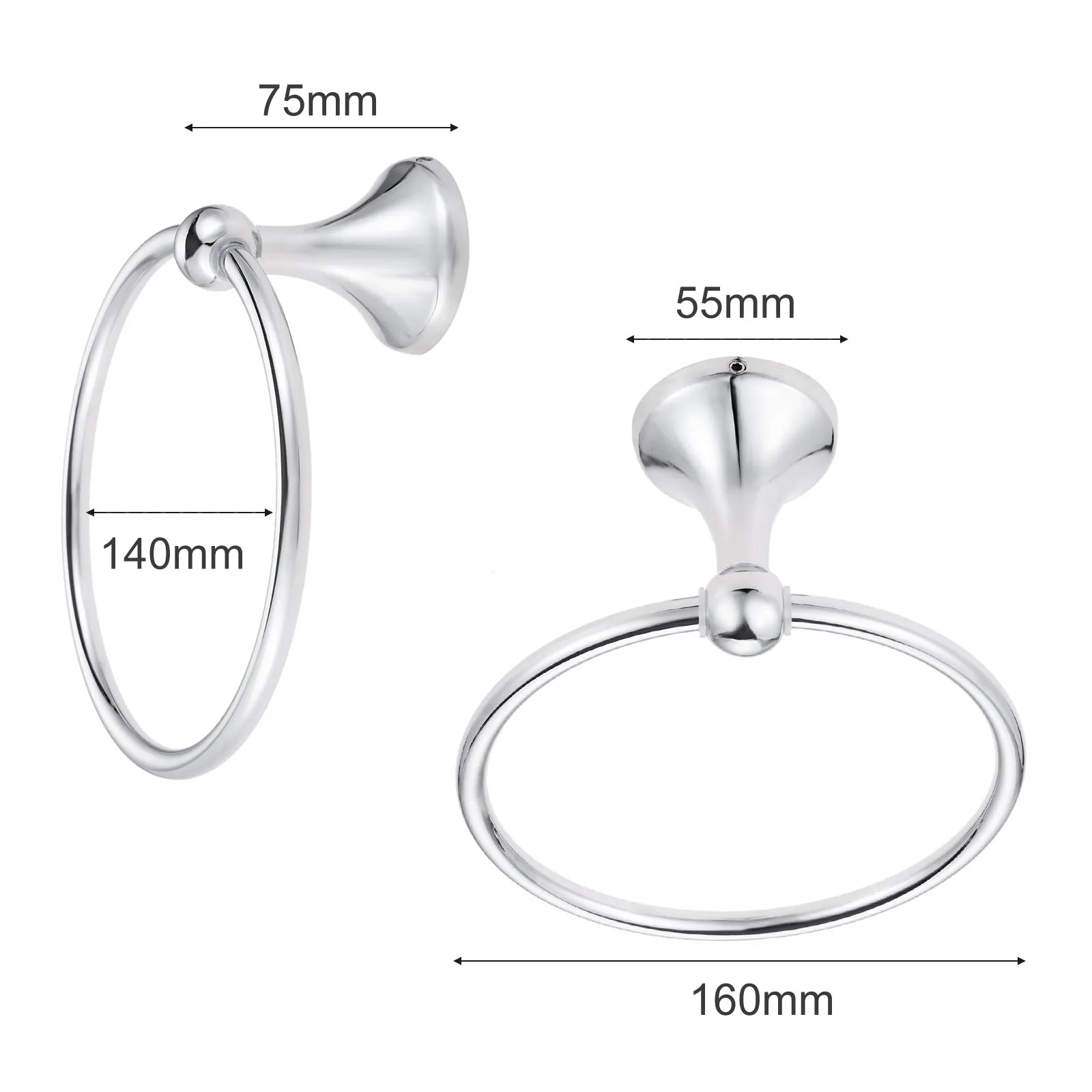 

1 PC Bath Towel Holder Ring Round Kitchen Towel Bar Rack Brass Wall Mounted Chrome Plated Bathroom Accessories
