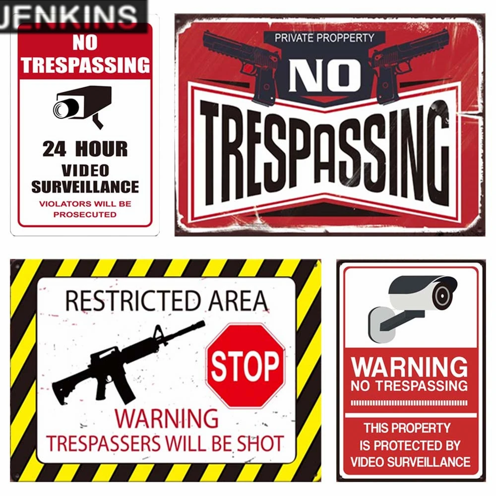 

Surveillance Warning Metal Poster Monitoring Warning Tin Signs Poster Security Warning Labels Video Camera Alarm Sticker Mark