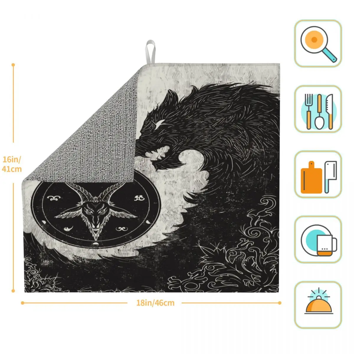 Коврик для сушки посуды впитывающий кухонный коврик в форме рога козы с чёрным