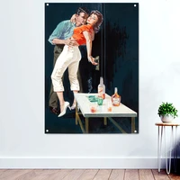vintage pin up girl posters decorative banner hanging painting tapestry sexy art wallpaper wall sticker flag mural home decor b2