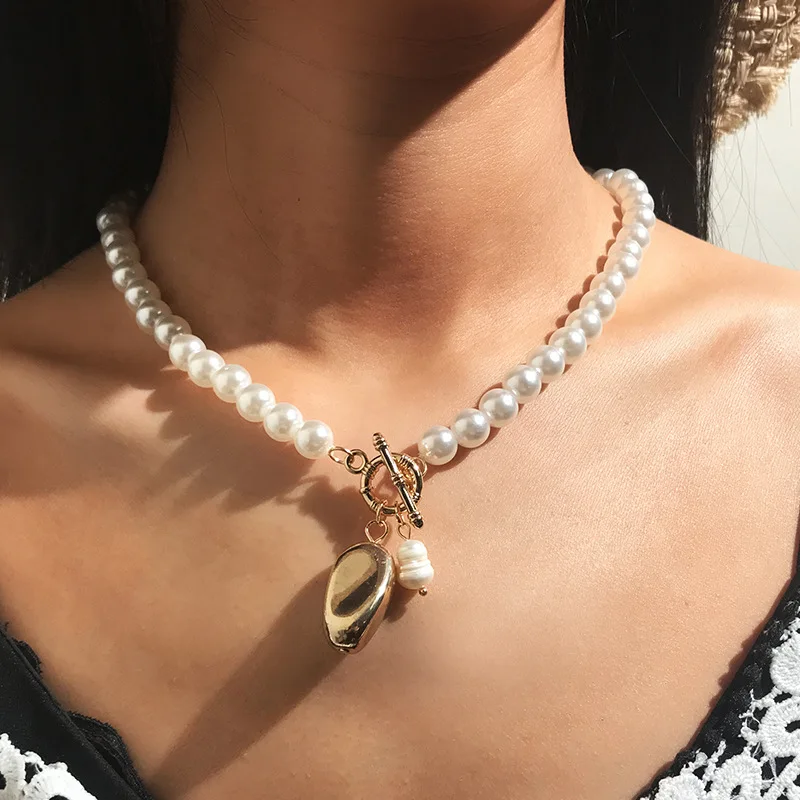 SRCOI 3 шт/набор имитация Жемчужная Нить ожерелье Новая мода Золотые шарики колье с