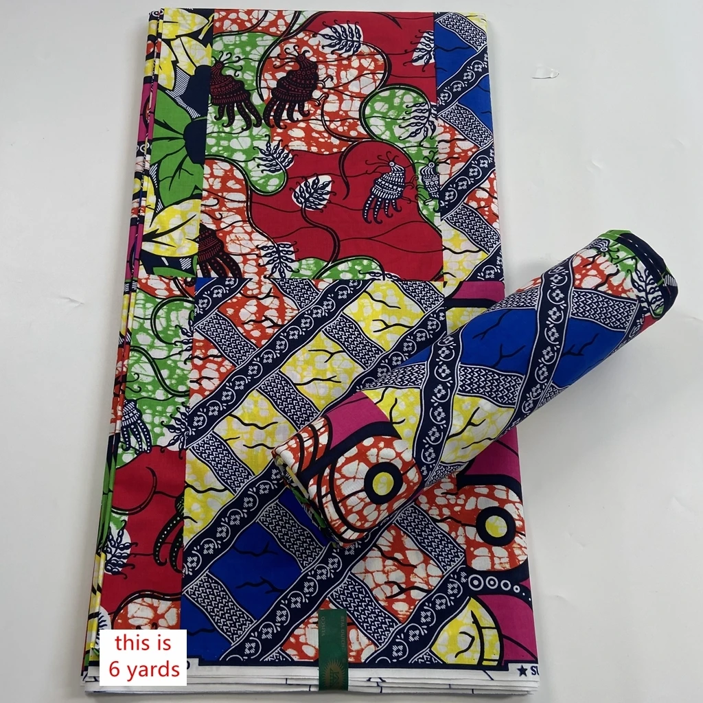 

Африканская ткань с принтом, 100% хлопок, высокое качество, анкарская ткань, Африканский настоящий восковой принт, ткань из натурального хлоп...