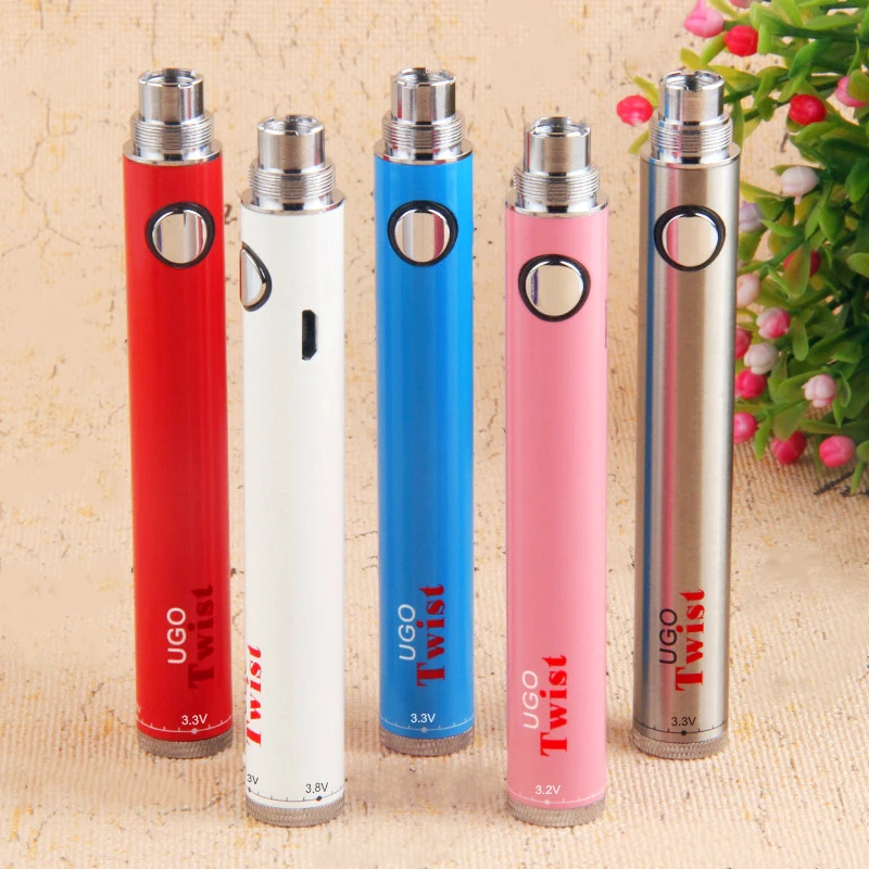 

10Pcs/lot UGO Twist ego 510 Thread Vape Battery EVOD Twist Adjustable Voltage 3.3V-4.8V USB Pass Through Vaporizer Cigarette