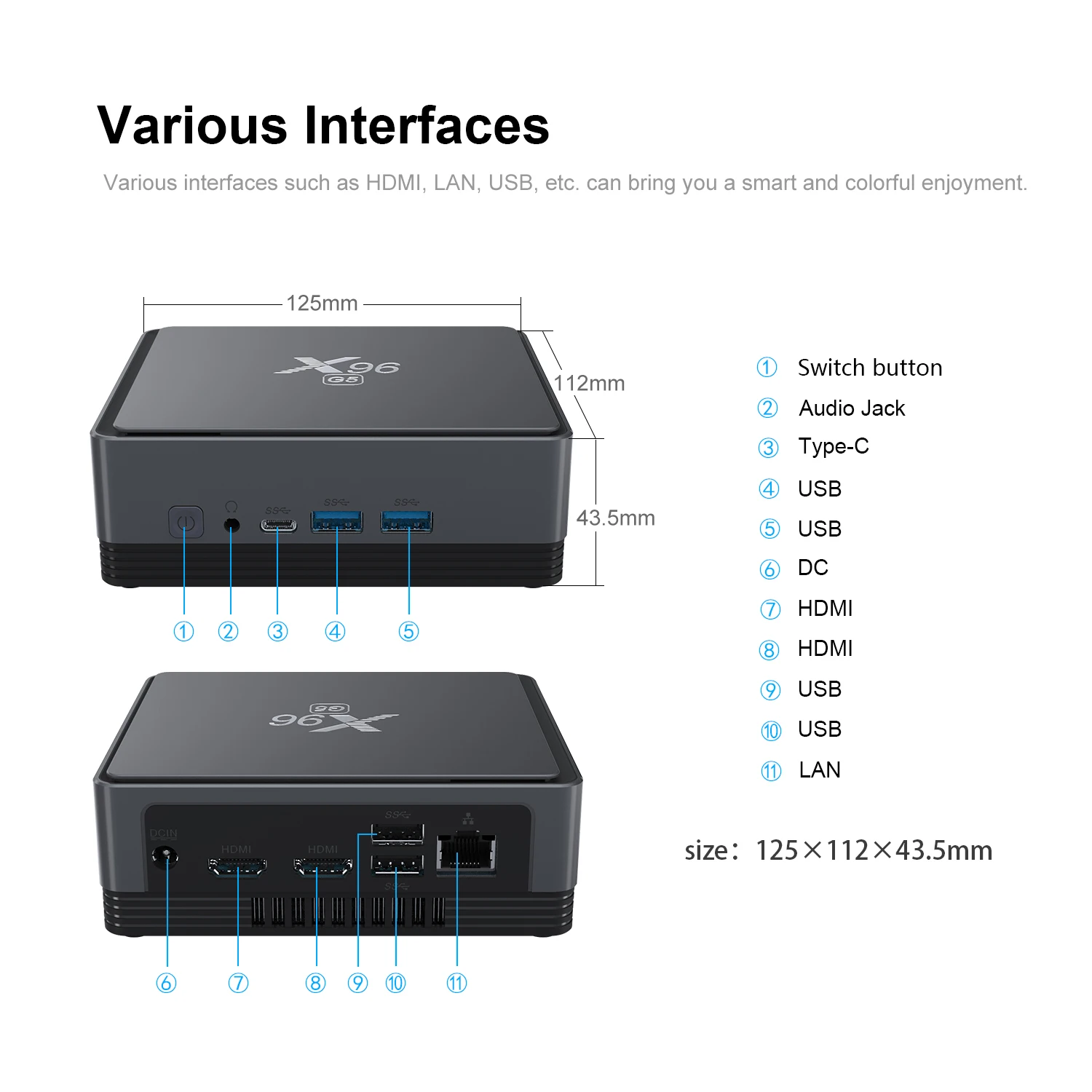 X96 5G i3 5005U Mini PC 8GB DDR3L Windows 10 Dual Wifi Bluetooth 1000M Lan 2 HDMI Port SSD 128GB/256GB Computer 4k TV BOX |