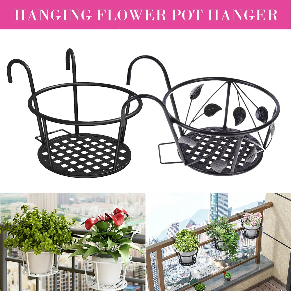 

Iron Flower Pot Hanger Plant Flower Balcony Garden Bonsai Balcony Flower Basket Iron Rack Flower Pot Holder Hook Bracket