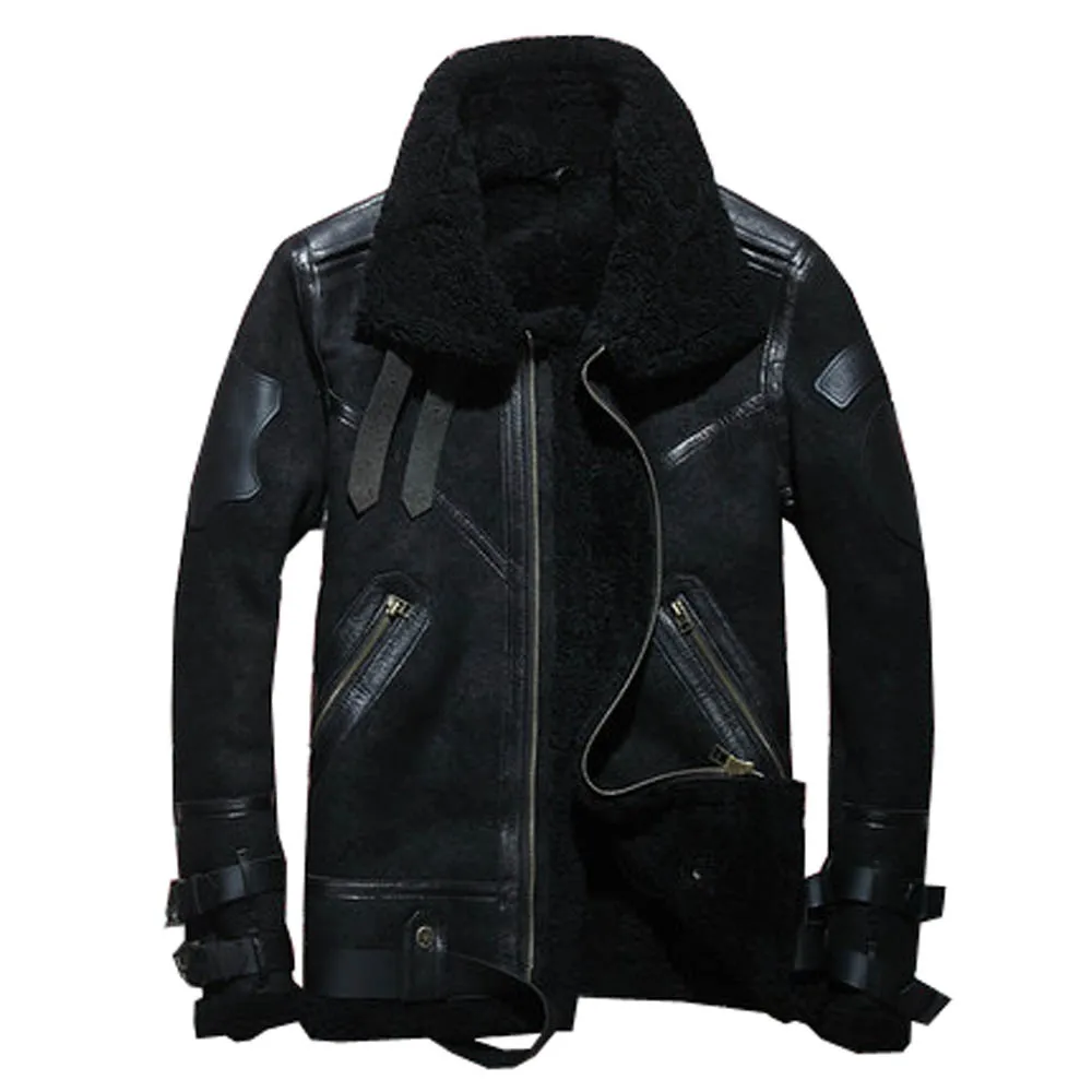 style 1 black Новая натуральная куртка из короткой овечьей шерсти, пальто из натуральной овечьей кожи для молодых мужчин, мужская зимняя куртка, синее мужское меховое нежное мужское повседневное пальто - Цвет: style 1 black