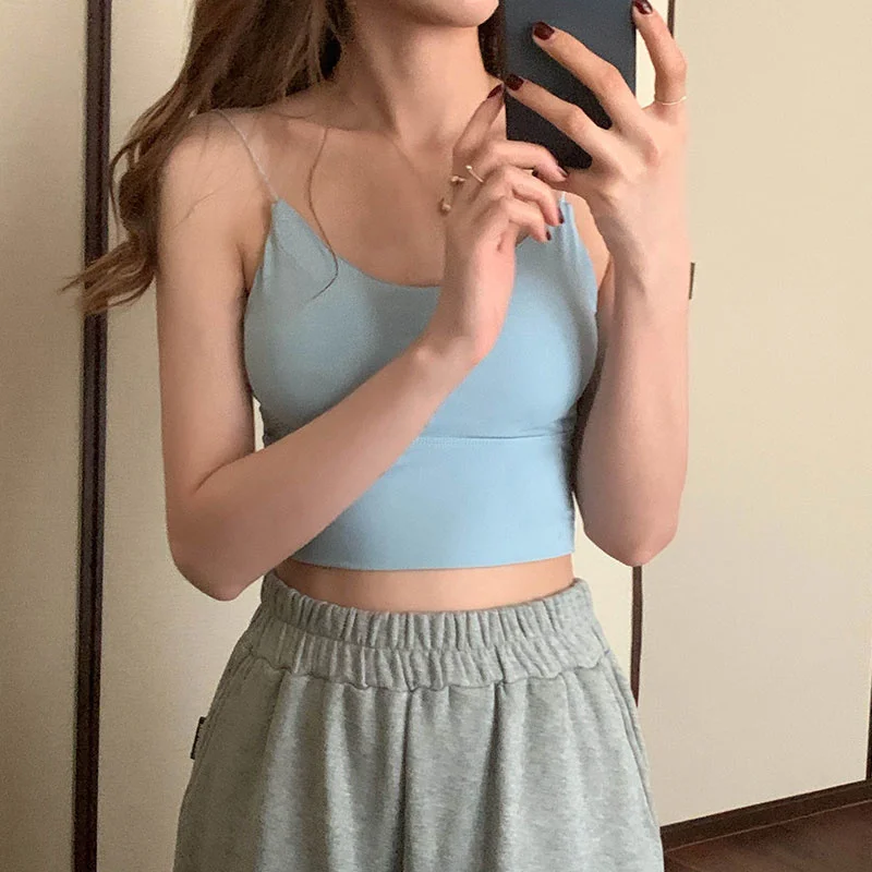 Однотонный простой жилет на бретелях женская летняя Корейская версия верхняя