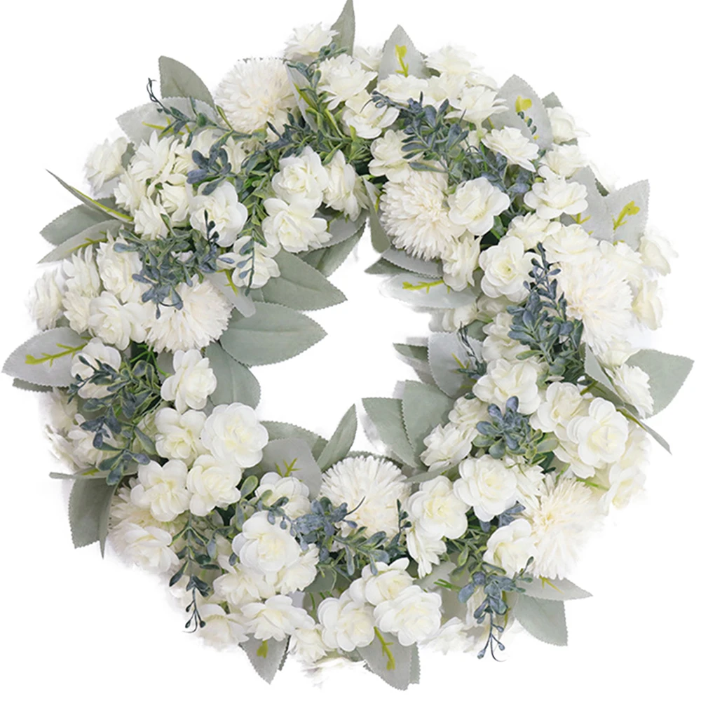 

16 Inches Rose Flower Heads Artificial Wreath Christmas Wall Decor Plant Artificial Wreath Door Decor Widding Party Decor Autumn