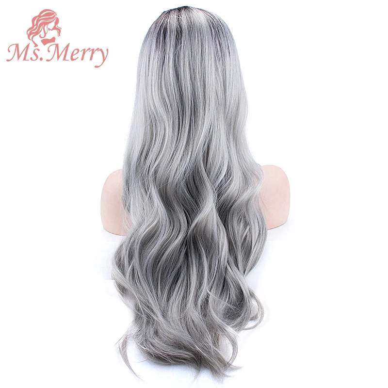 

Smoky Gray Hair Synthetic Wig Cosplay Party Wigs for Black Women Natural Wavy Long Hair Wig Heat-Resistant Fiber