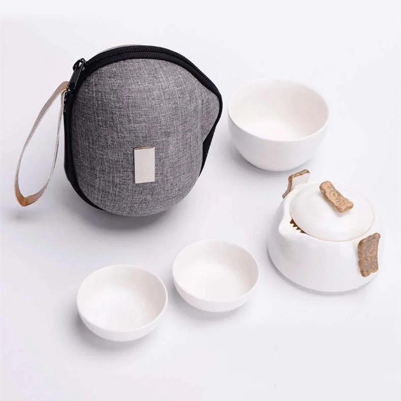 

Porcelain Travel Tea Set Portable Dehua White Kungfu Teapot Set Ceramic Business Gift