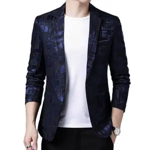 Новинка 2021, Осень-зима, мужские Классические приталенные блейзеры с леопардовым принтом, мужской повседневный деловой костюм на одной пуговице, куртка винного цвета, цвета хаки