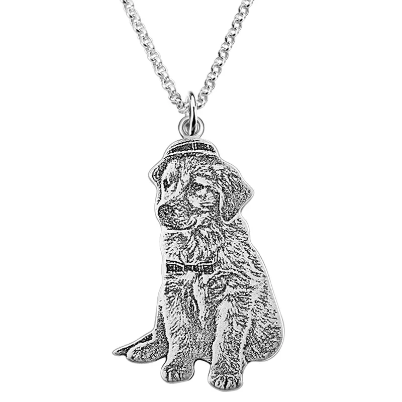 

Personalized Name Sign Stainless Steel Animal Pendant Necklace For Women Customized Cute Pet Photo Jewelry