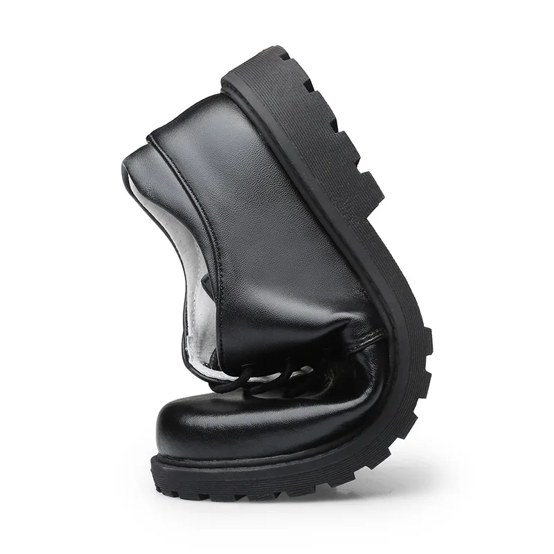 Черная кожаная школьная обувь для мальчиков модельные туфли на шнурках | Мать и