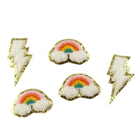 2021 new 3d colorful rainbow lightning chenille embroidered patches iron on embroidery sewing on