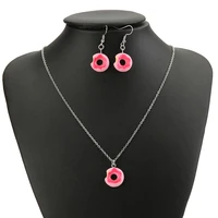 1pair many styles cute resin donut imitation dessert food earring and necklace for children birthday gift woman jewelry