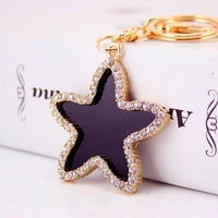 new cute black color star shape hollow key chain key ring keychain accessories lobster clasp wholesale