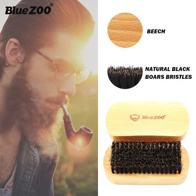 

Blue Zoo Men Boar Hair Bristle Beard Brush Shaving Comb Face Massage Handmade Yellow Mustache Brush 2096