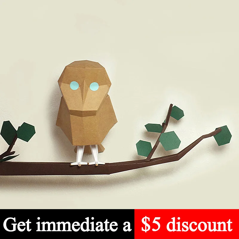 С рисунком в виде сов Домашний декор Бумага модельные украшения 3D низкая поли