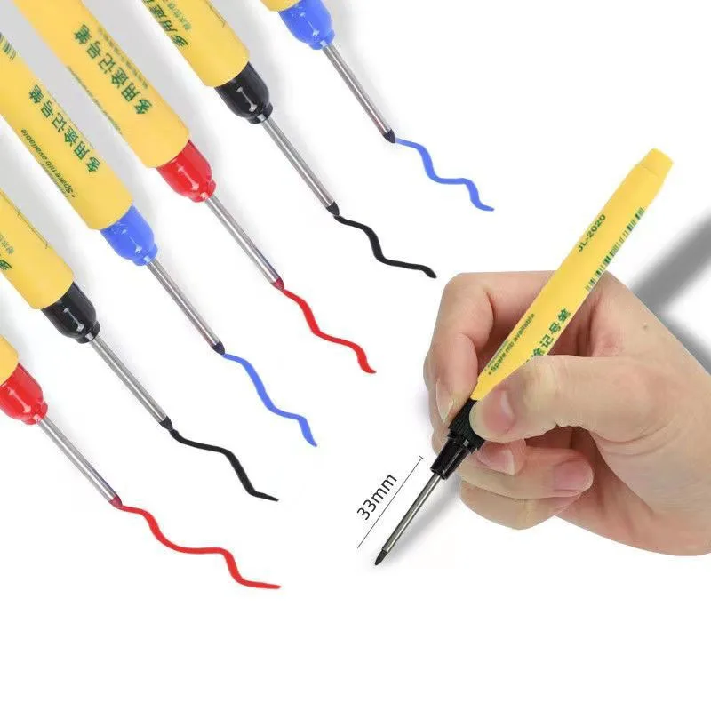 

3pcs/Set Long Head Marker Pen 33mm Bathroom Woodworking Decoration Multi-purpose Deep Hole Pens Office School
