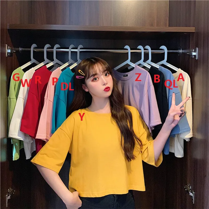

Summer T-Shirt Short Sleeve Casual Tops Harajuku T-shirts Women Round Collar Loose Tops